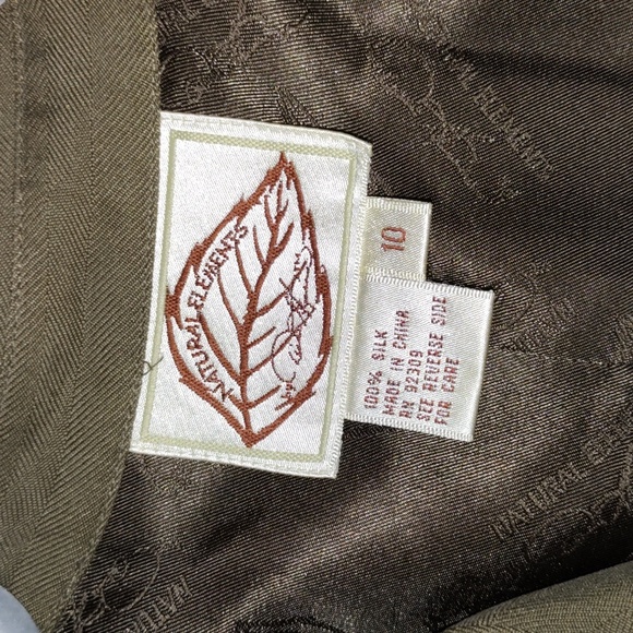 Silk Natural Element Vintage women khaki classic Size 10 work & casual khaki - Picture 4 of 13
